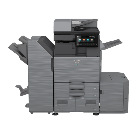 A black colored multifunction printer